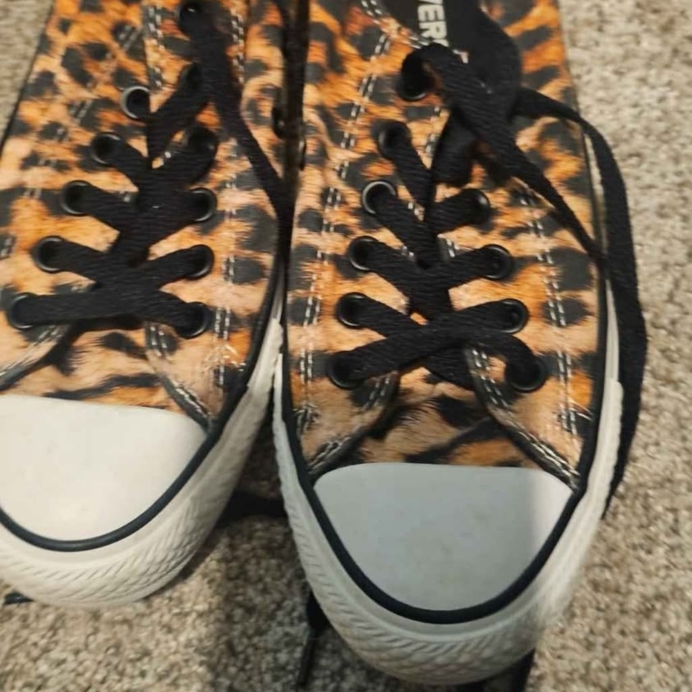 Converse Leopard Print Sneakers - Black and Tan